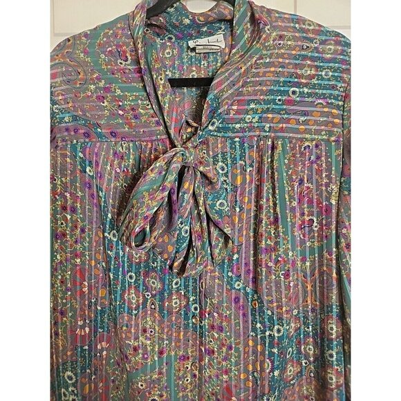 Lady Jennifer Kaftan Style Long Button Dress 18 XXL Paisley Floral Green Bow EUC - Picture 2 of 15